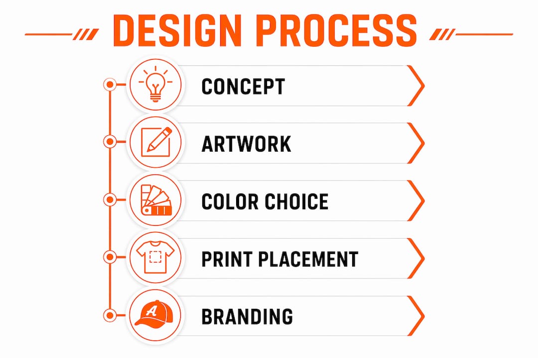 Infographic showing championship shirt design steps