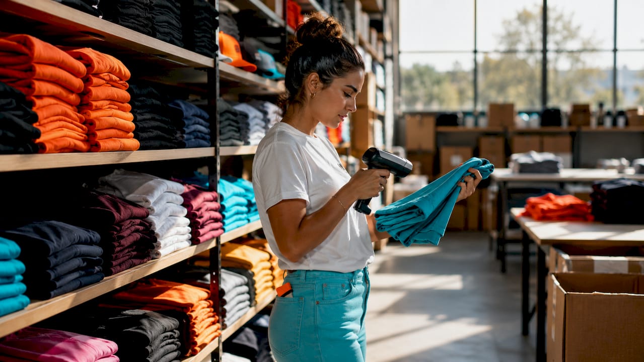 Warehouse inventory stocked for rush apparel orders