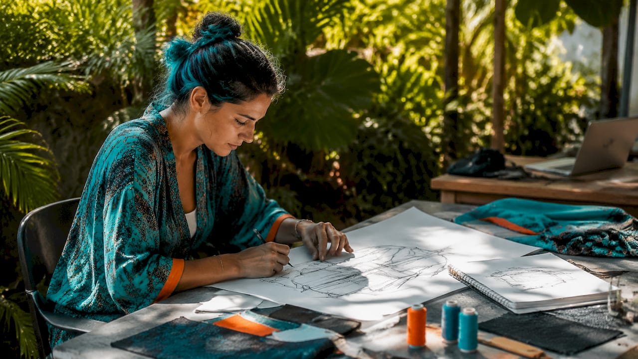 Designer tracing vector artwork for apparel