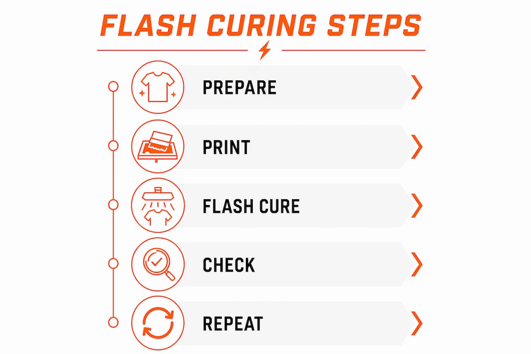 Infographic illustrating steps of flash curing process