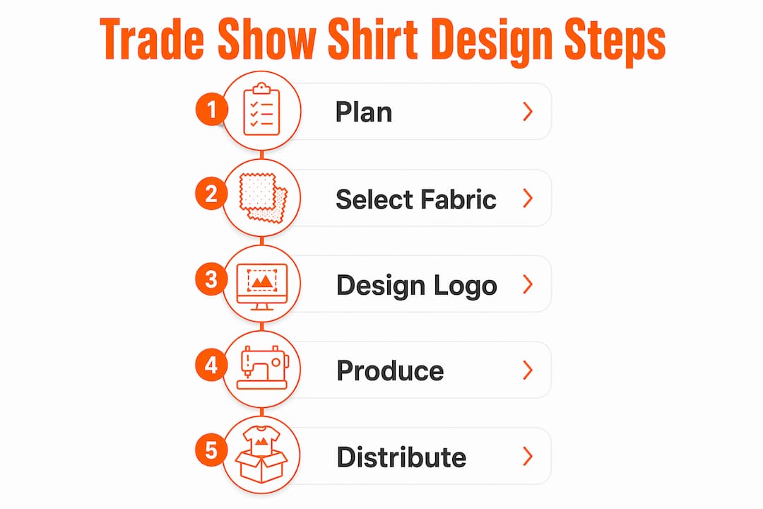 Infographic with steps to design trade show shirts