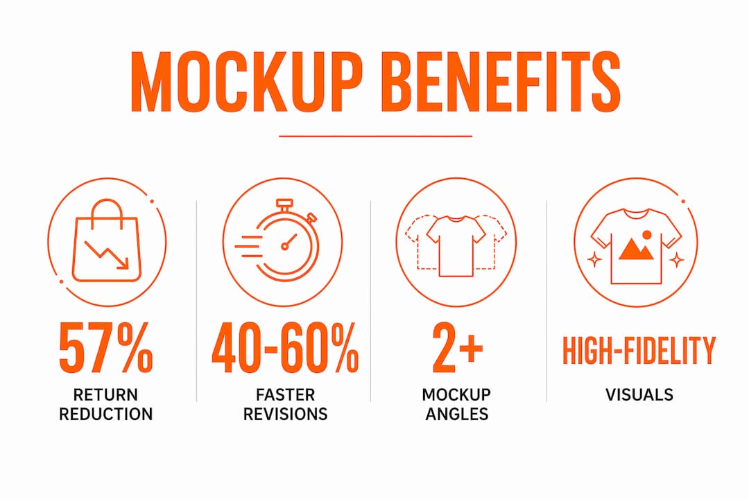 Infographic showing key statistics about mockup benefits