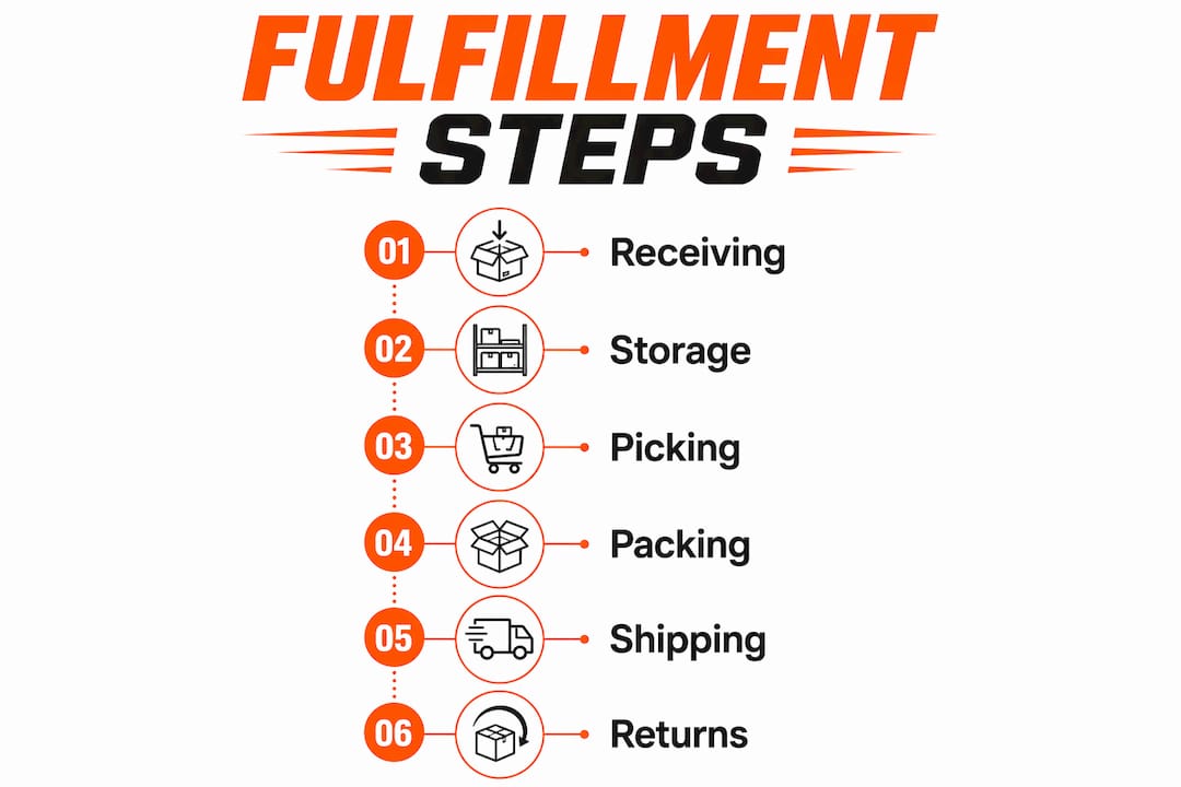 Infographic showing apparel fulfillment process steps