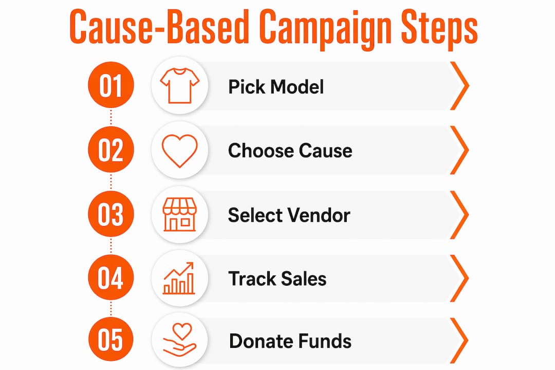 Infographic outlining cause apparel campaign steps