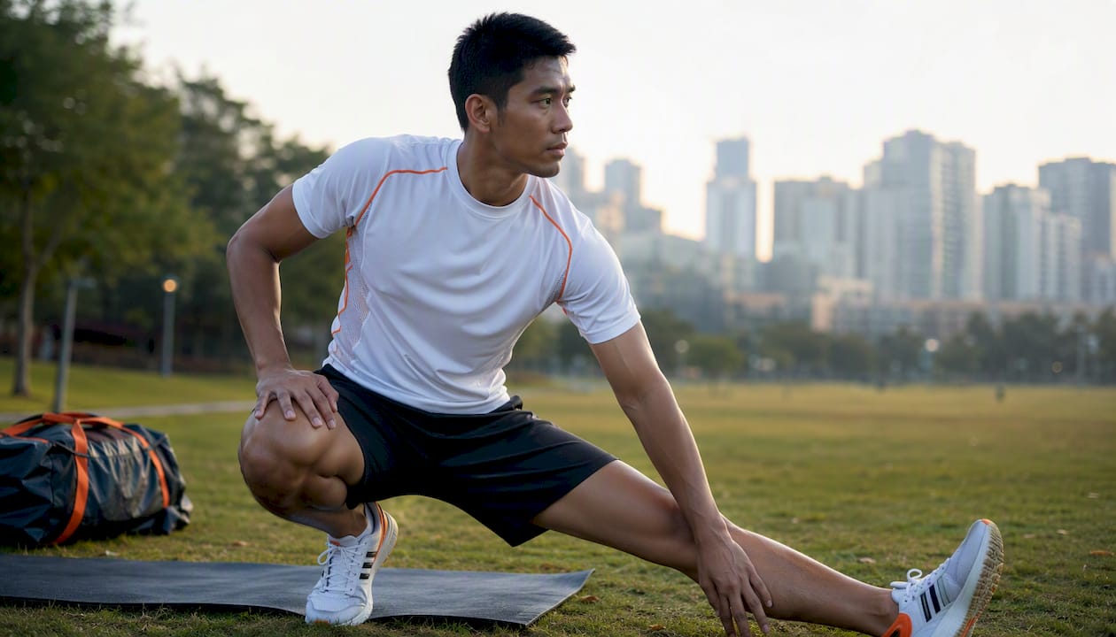 Athlete wearing moisture-wicking performance jersey outdoors