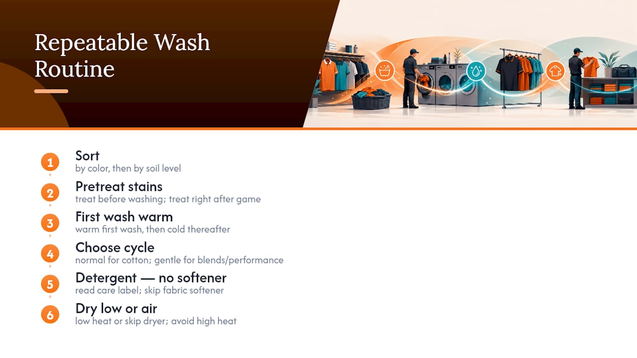 Diagram of uniform wash routine steps