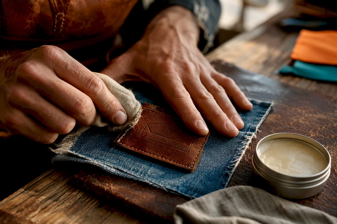 Leather patch showing natural patina
