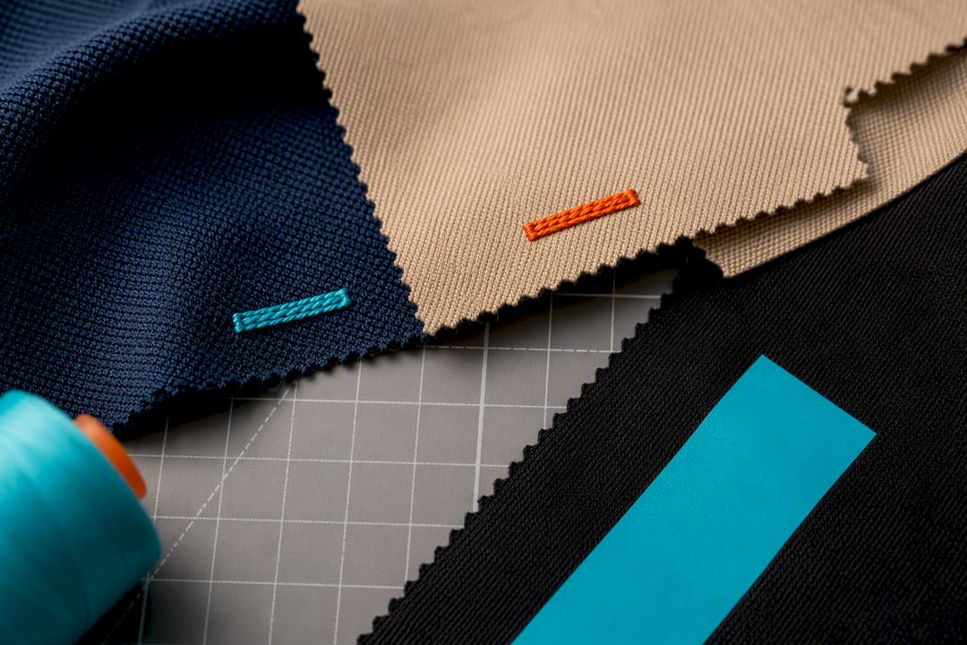 Fabric swatches showing embroidery and print texture