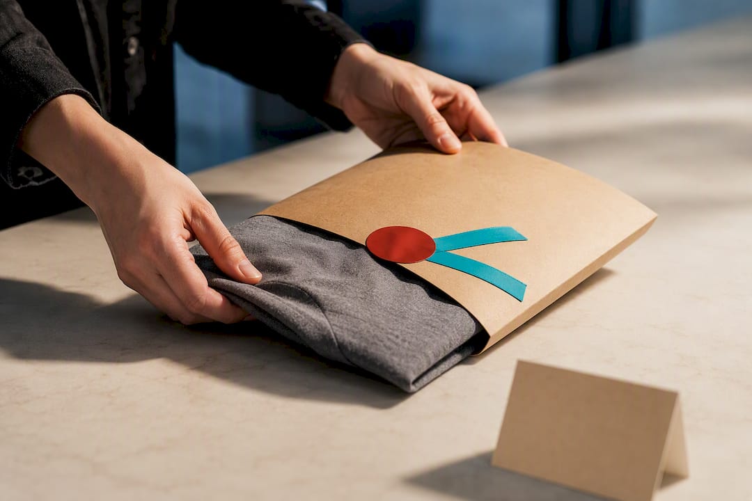 Premium giveaway folded into branded sleeve