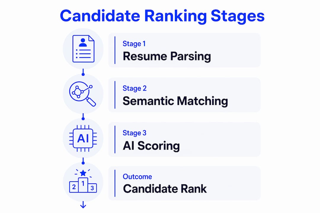 Infographic illustrating candidate ranking process stages