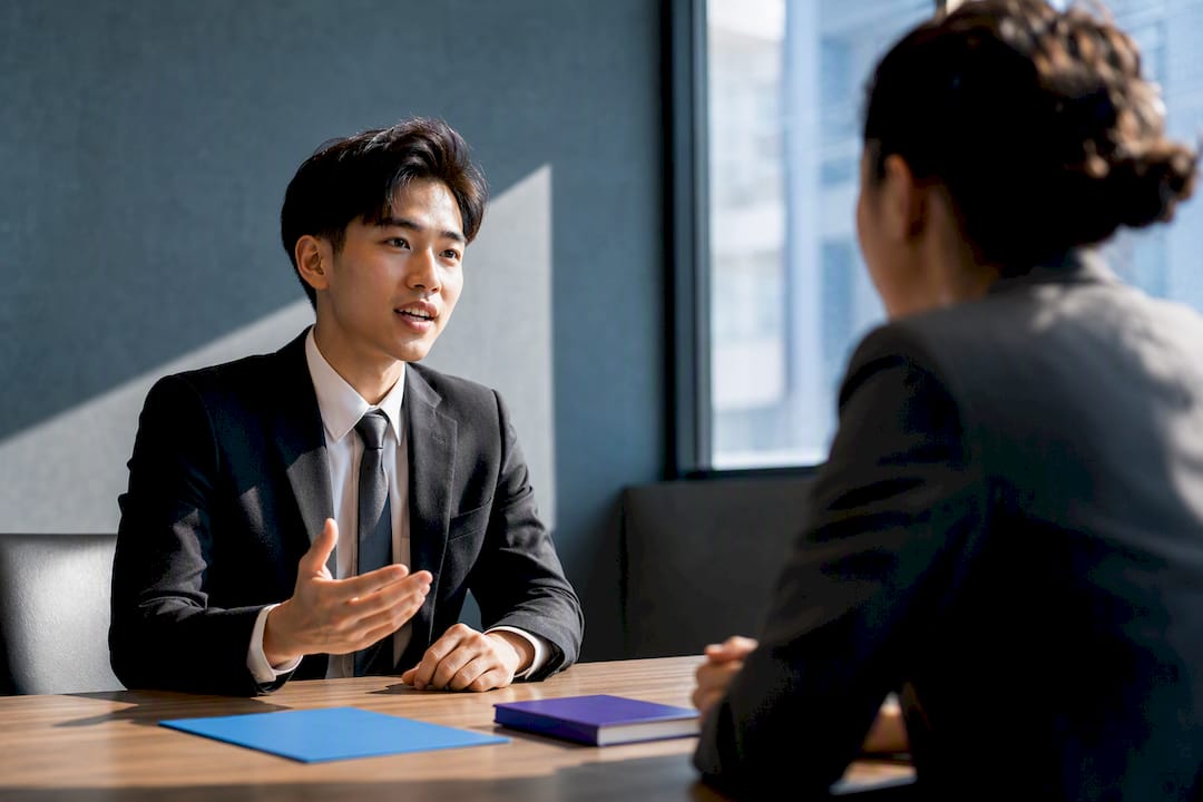 Candidate practicing behavioral interview answer