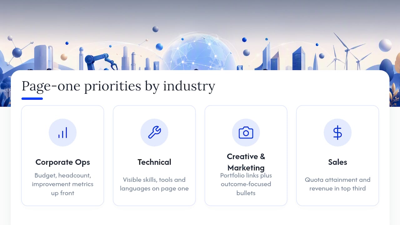 Four industry-specific resume priorities