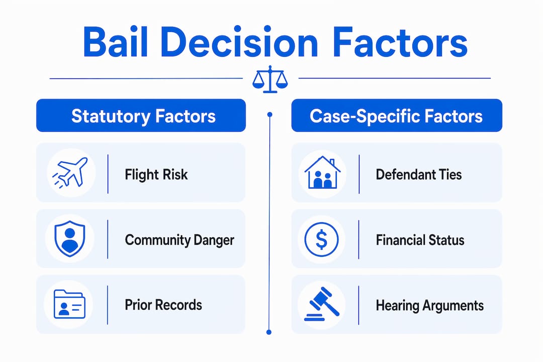 Infographic showing bail decision factors categories