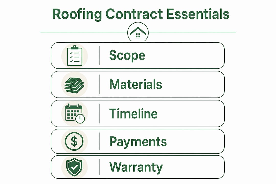 Infographic with key roofing contract elements