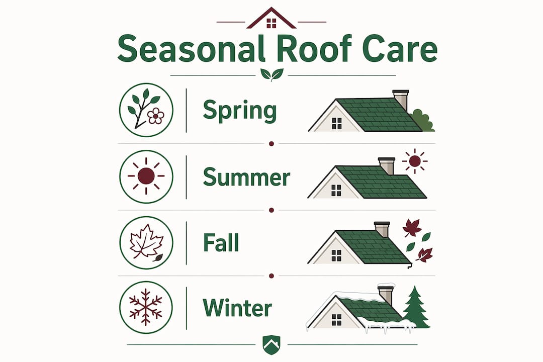 Infographic outlining seasonal roof maintenance steps