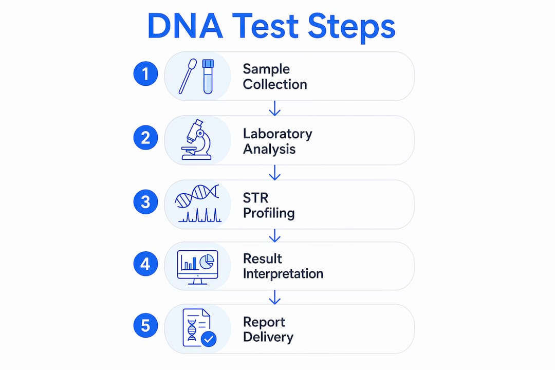 Infographic illustrating DNA test process steps