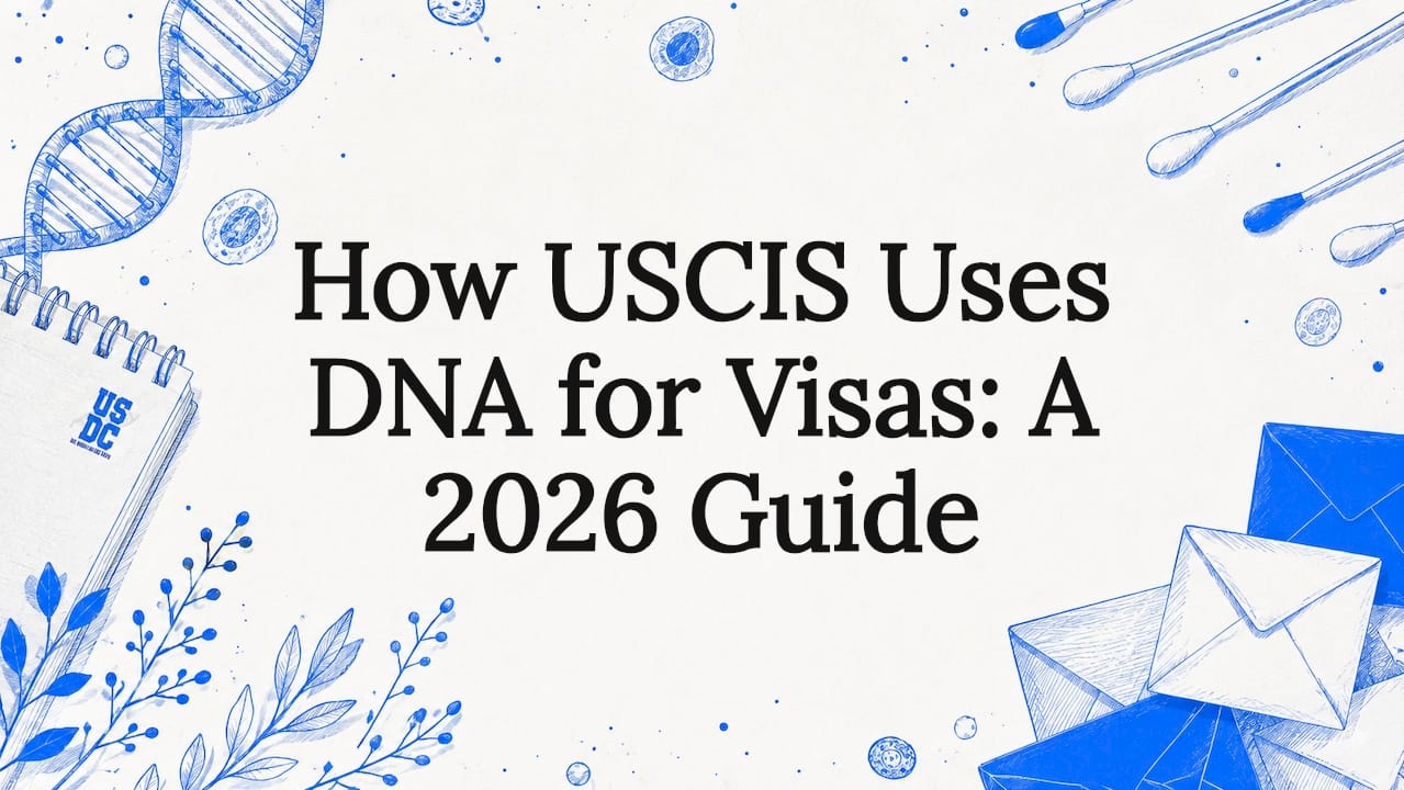 Decorative DNA and mailing themed title card illustration