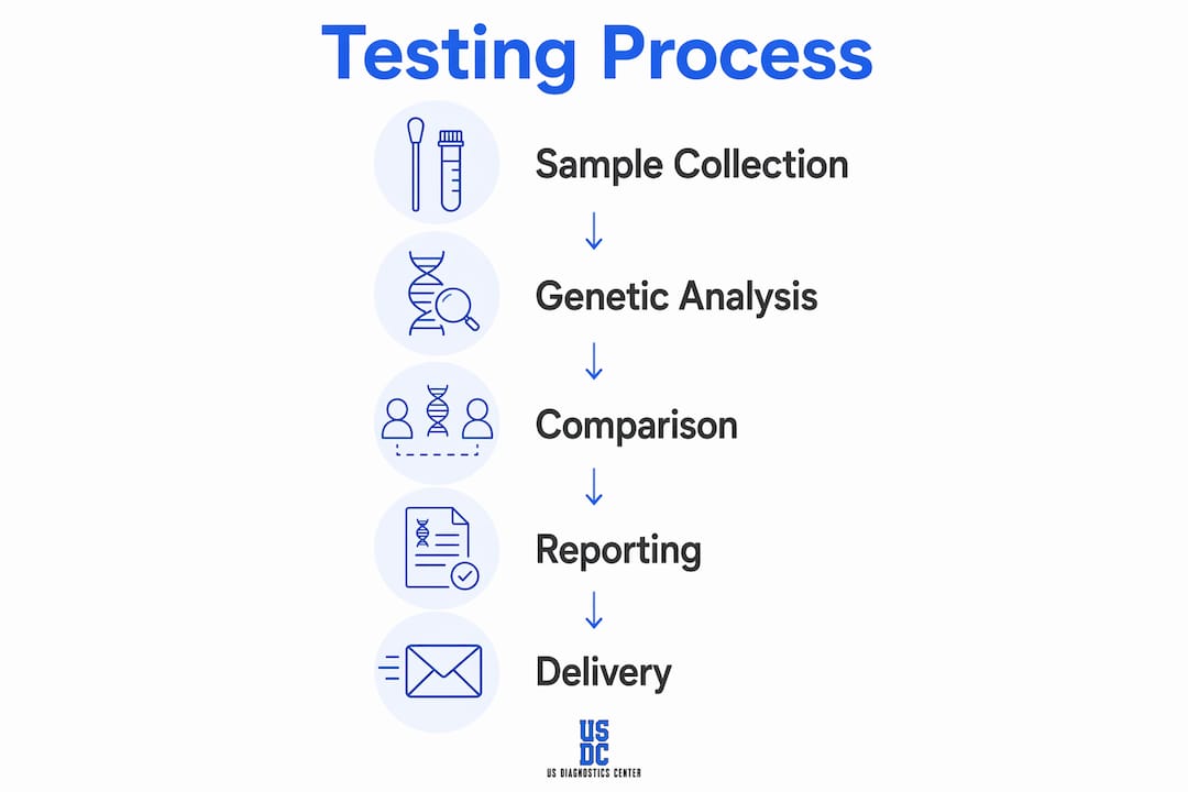 Infographic illustrating combination family DNA test process