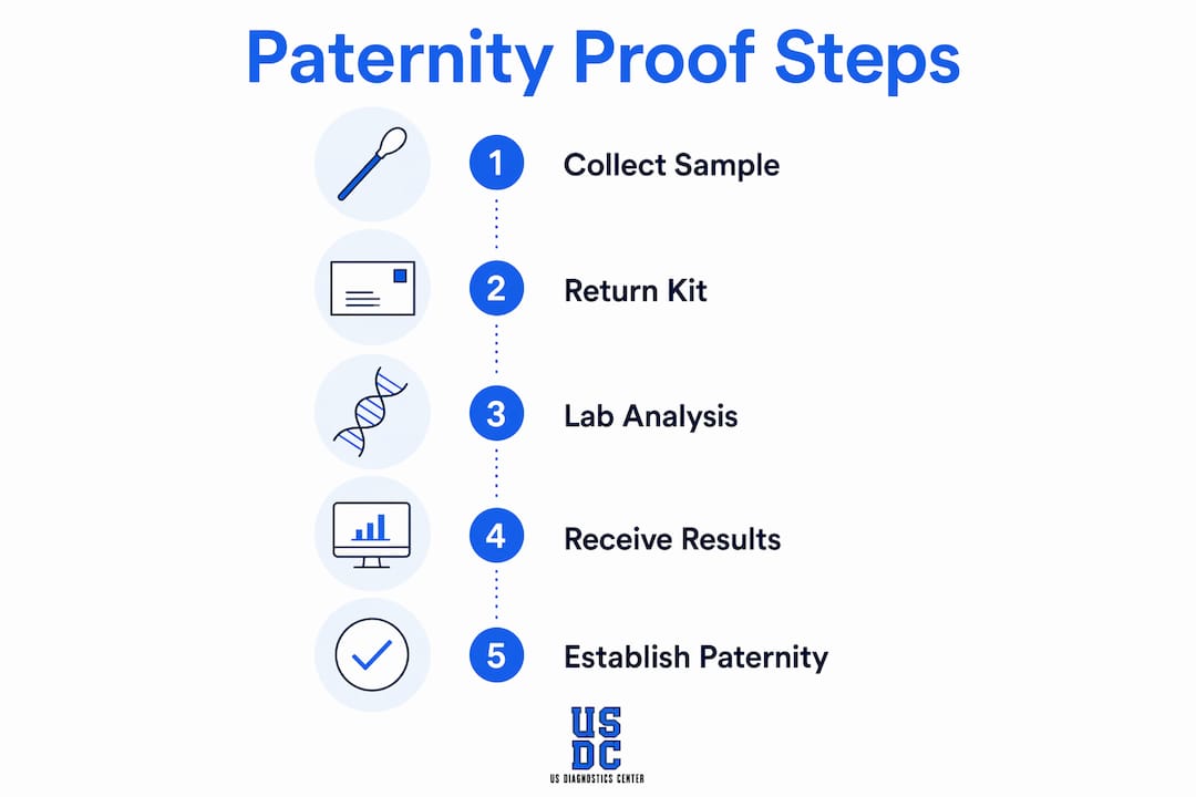 Infographic showing steps to establish legal paternity proof