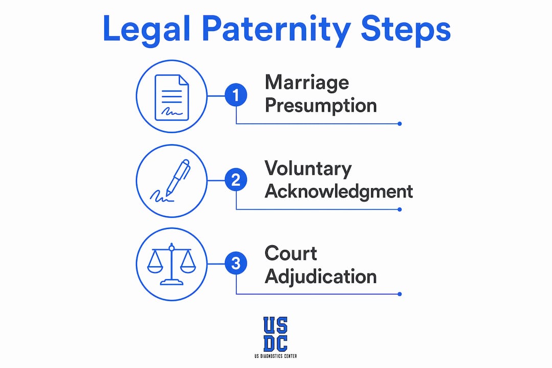Infographic summarizing legal paternity establishment steps