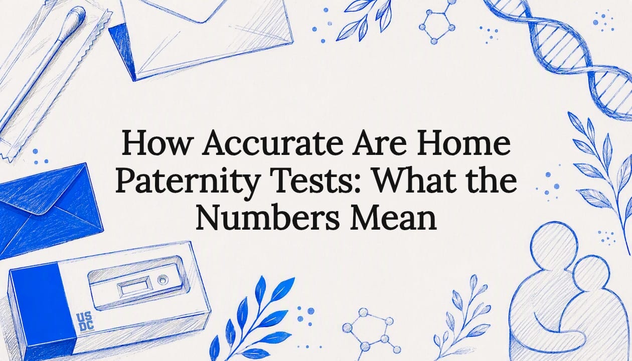 Decorative paternity test title card illustration