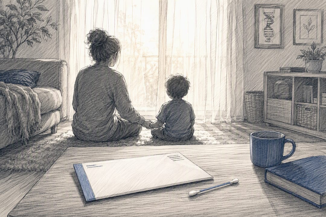 Silhouette of parent holding child's hand at home