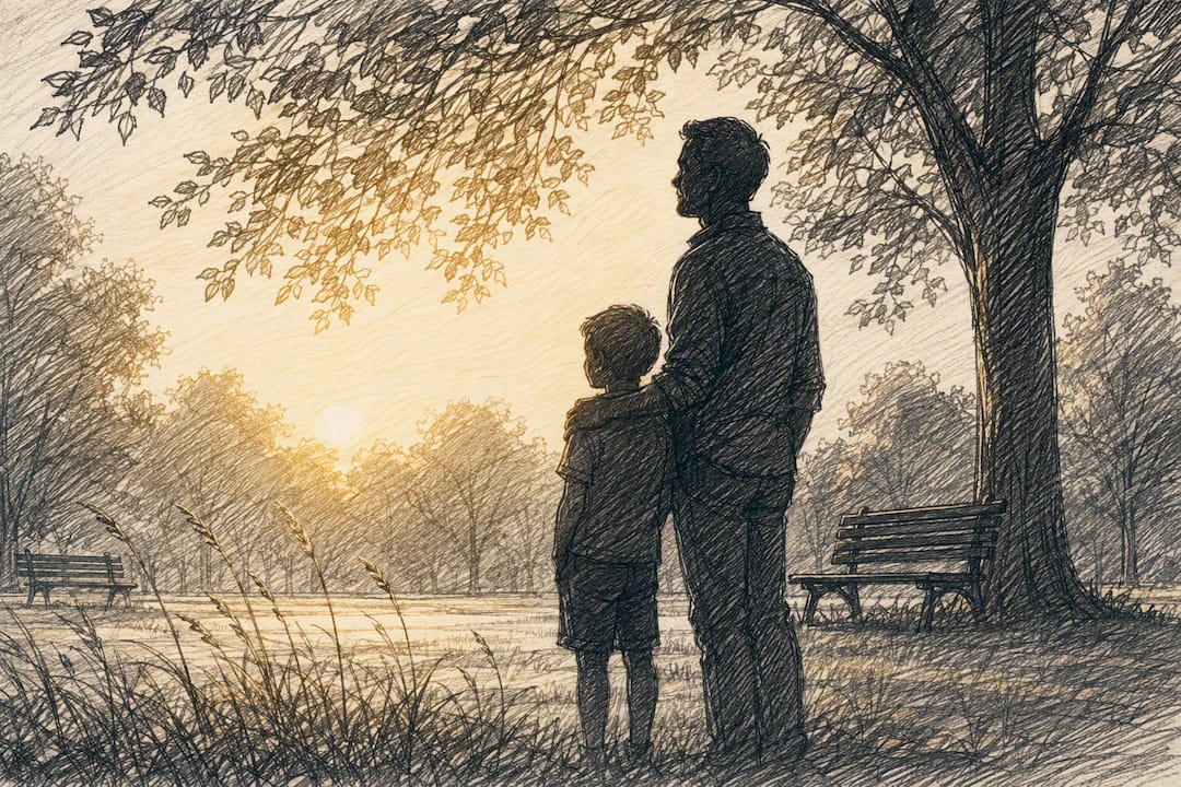Silhouette of parent and child symbolizing biological relationship