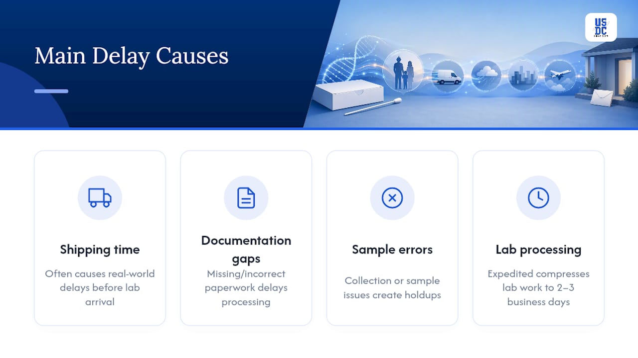 Diagram of delay causes in expedited DNA testing