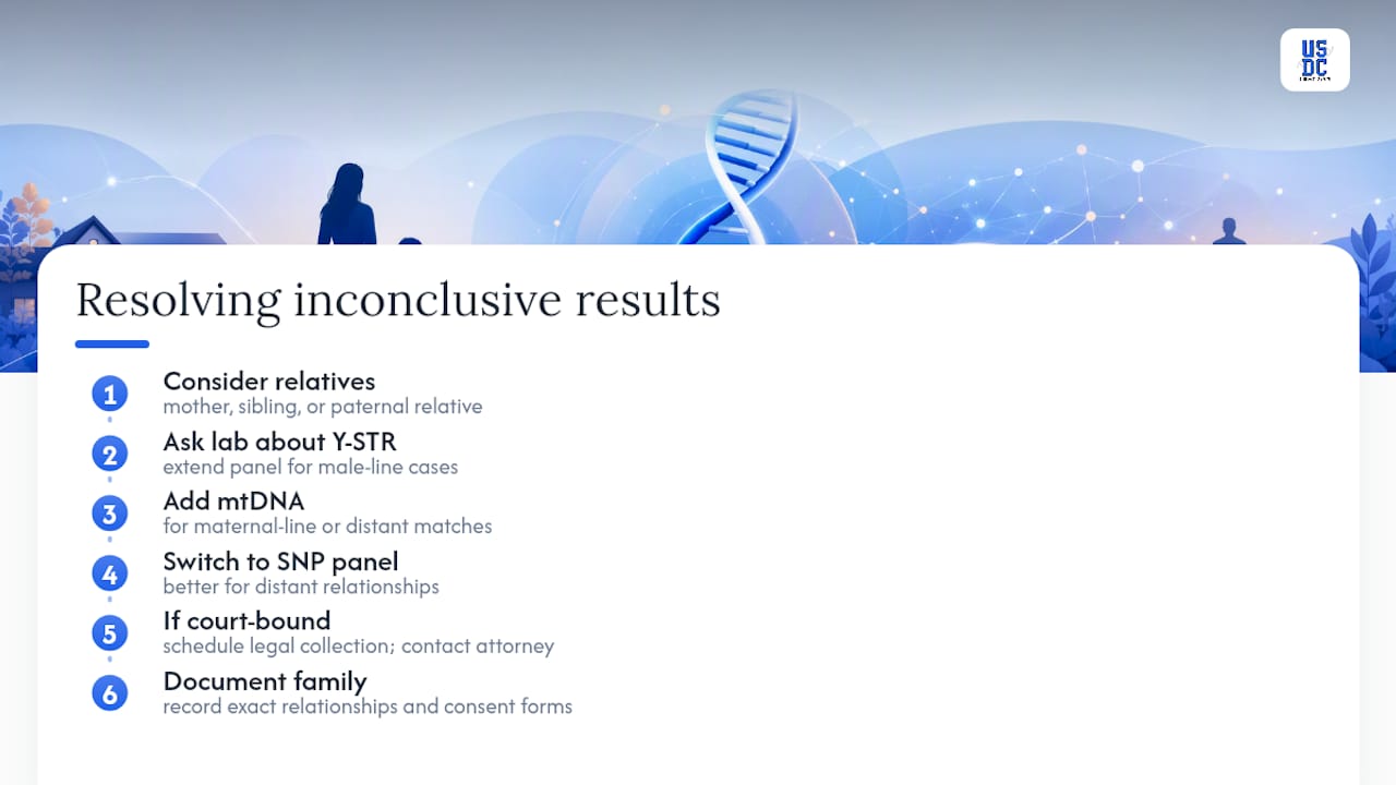 Options for resolving inconclusive DNA results