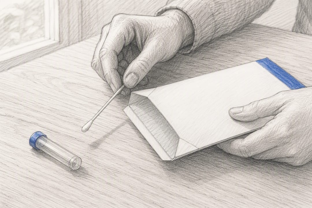 Hands mailing cheek swab samples