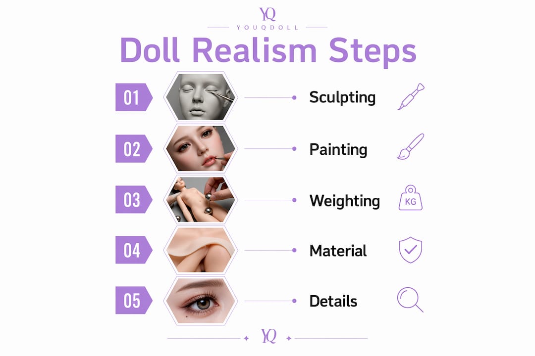 Infographic outlining key steps to achieve doll realism