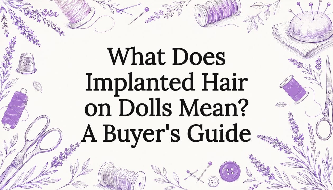 Decorative illustrated title card with sewing tools and botanicals