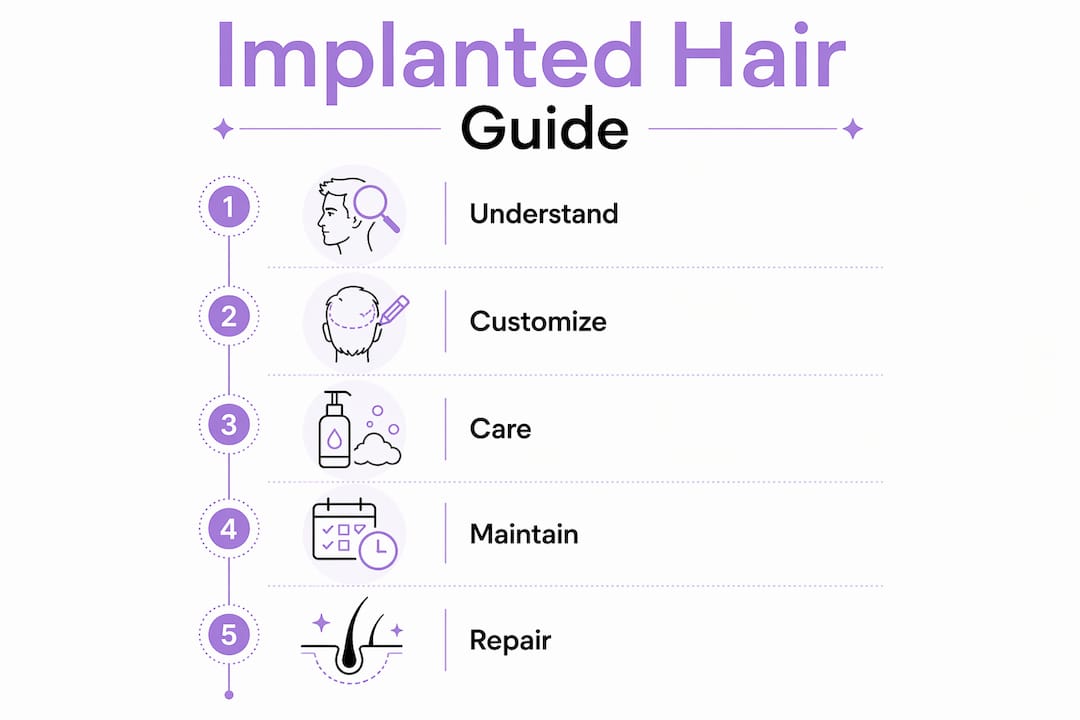 Infographic illustrating implanted hair care steps