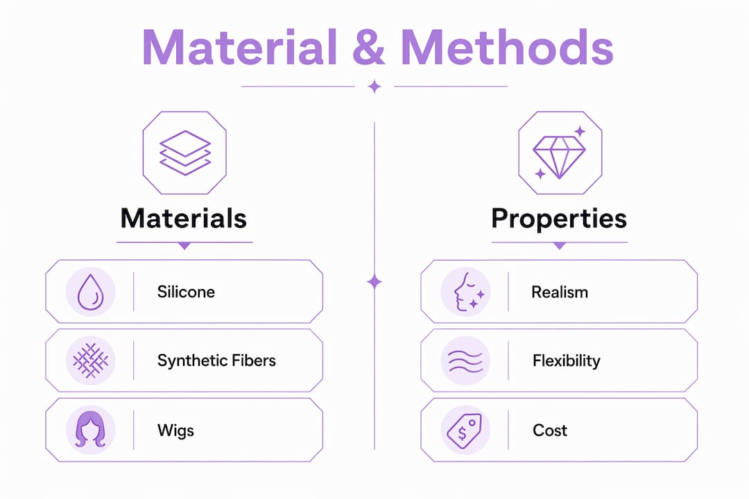 Infographic comparing anime doll hair materials and properties