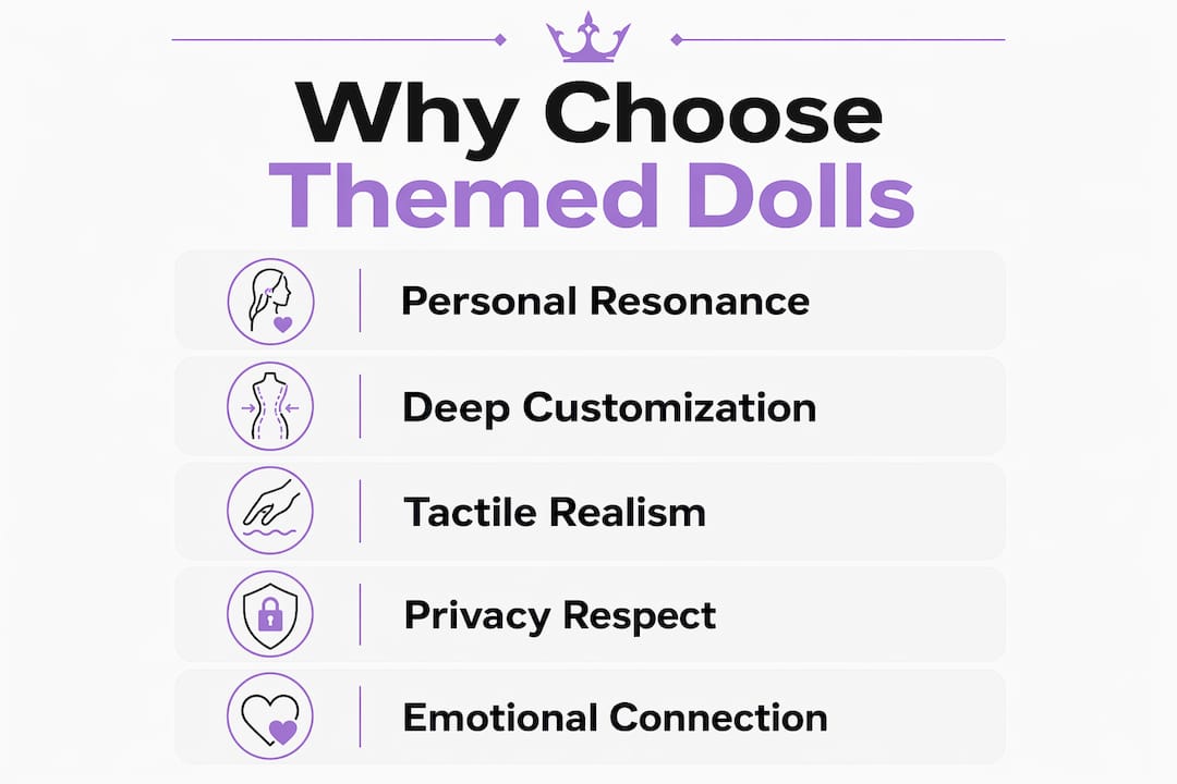 Infographic showing key reasons anime fans prefer themed dolls