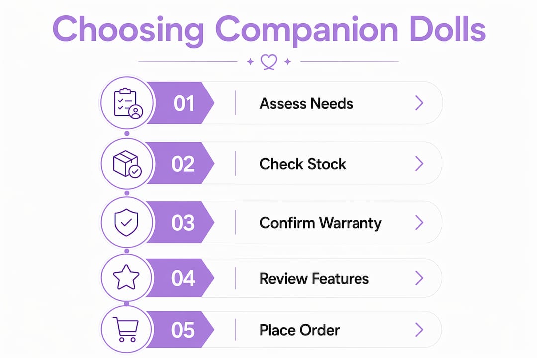 Infographic illustrating steps to choose companion doll