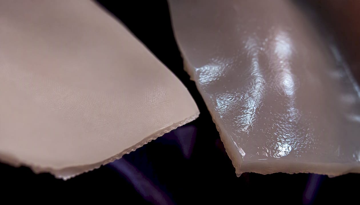 Close-up material texture comparison silicone vs TPE
