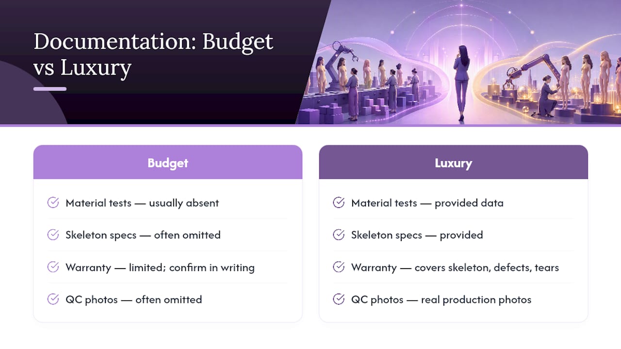 Vergleichs-Infografik der Dokumentation von Budget- und Luxusherstellern