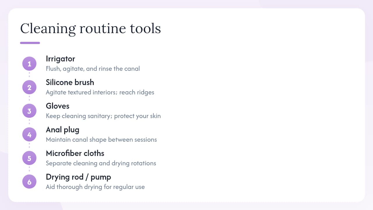 Anal cleaning toolkit accessory roles