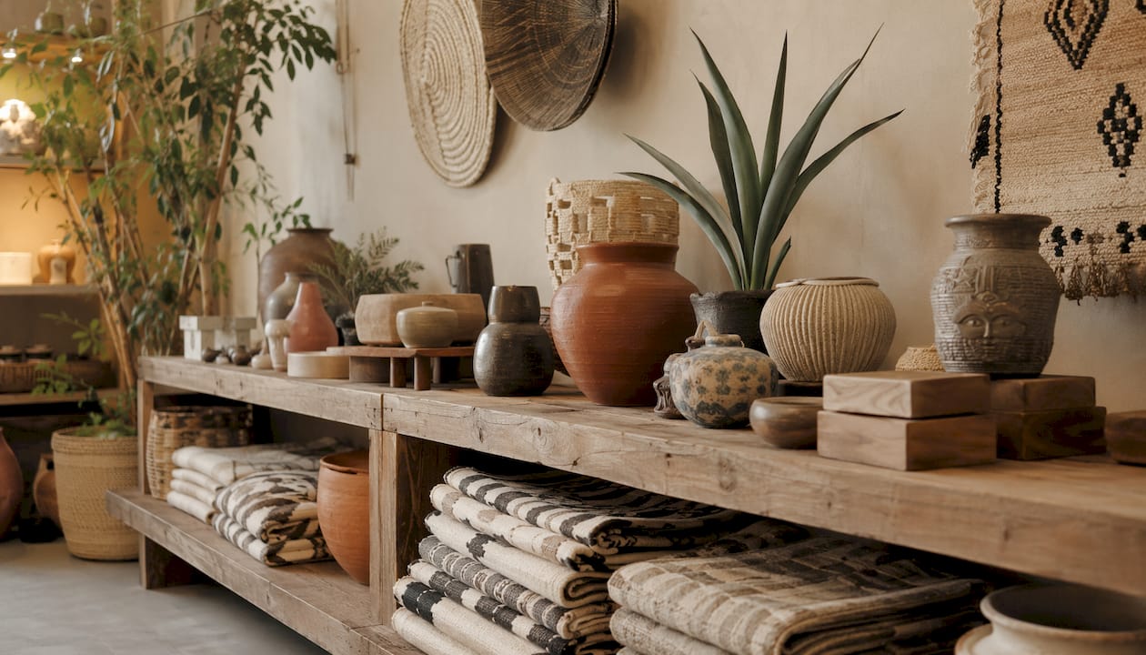 Curated artisan Mexican decor boutique display