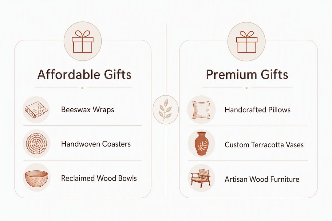 Infographic comparing affordable and premium artisan gifts