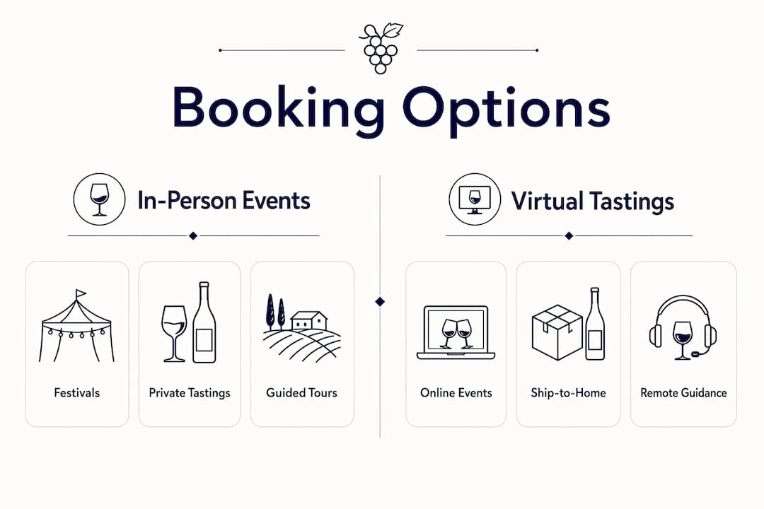Infographic comparing booking options for wine experiences