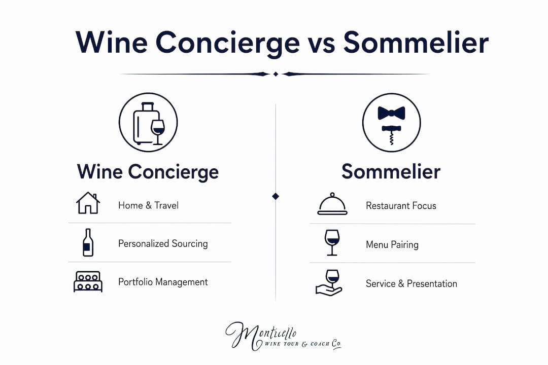 Infographic comparing wine concierge and sommelier services