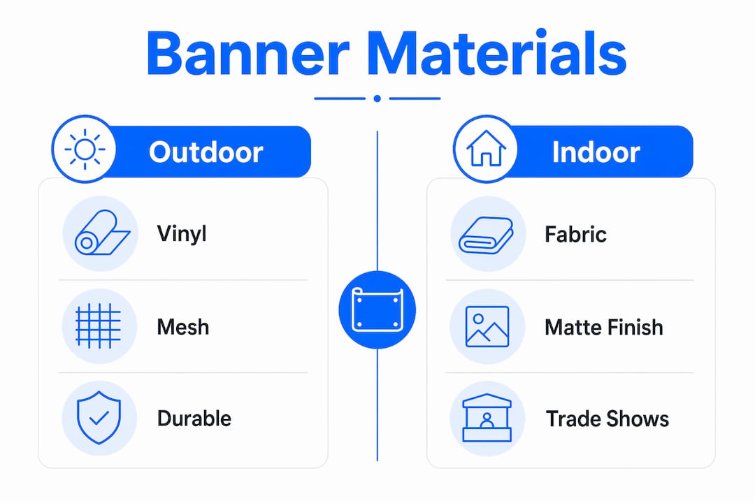 Infographic comparing banner materials and uses
