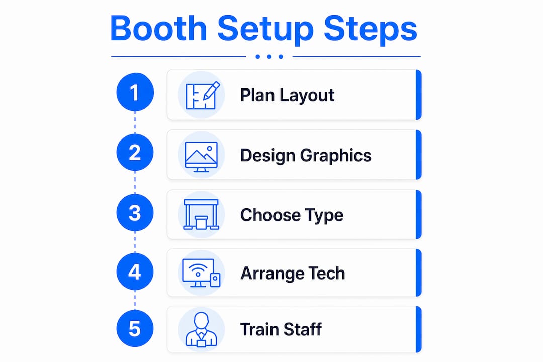Infographic illustrating trade show booth setup steps