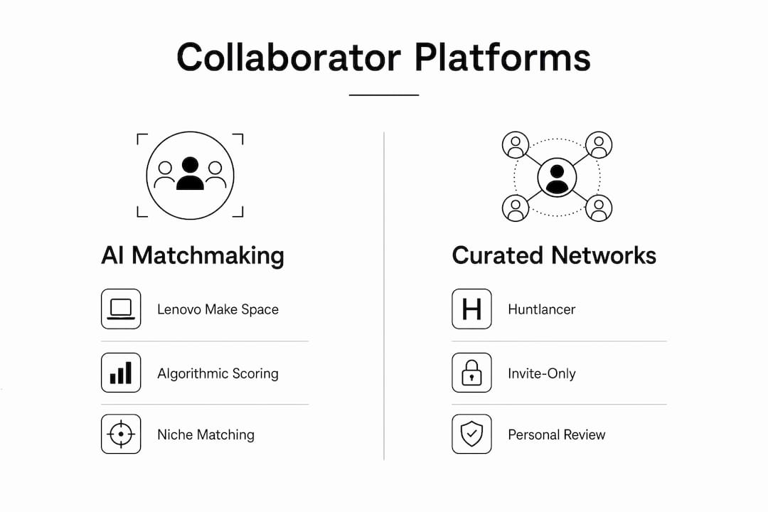 Infographic comparing AI and curated collaborator platforms