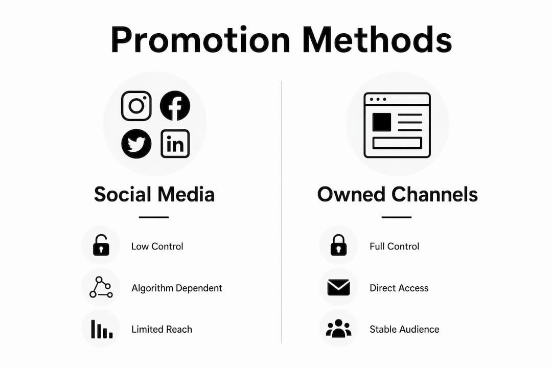 Infographic comparing promotion methods for artists