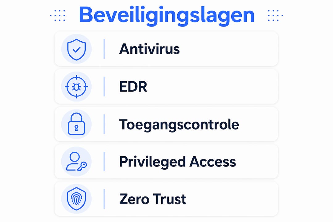 Overzichtelijke infographic met de belangrijkste beveiligingslagen voor endpoints