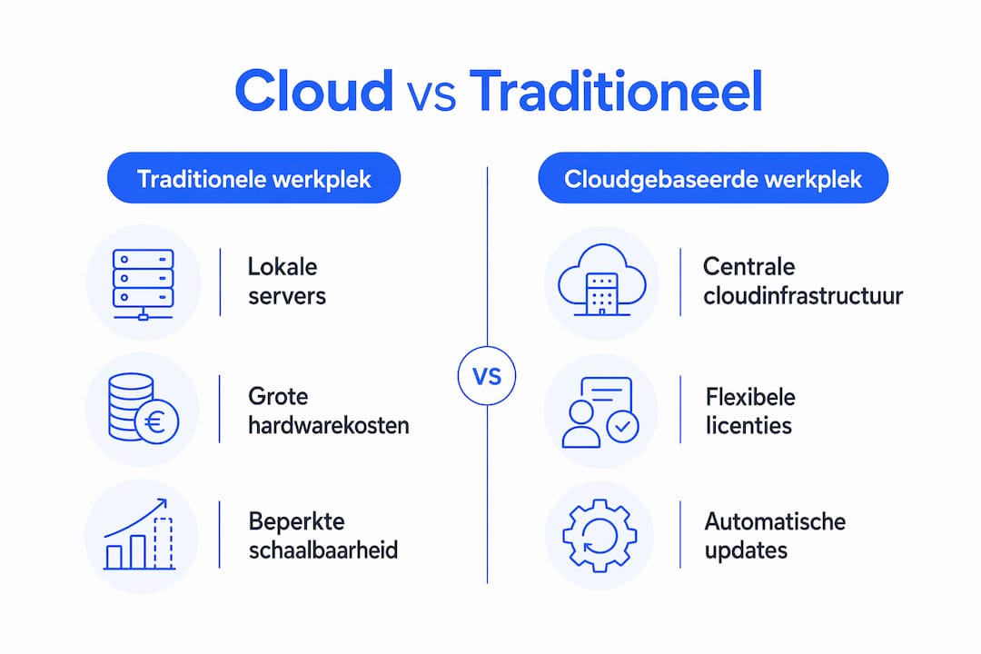 Infographic: de verschillen tussen werken in de cloud en een traditionele werkplek