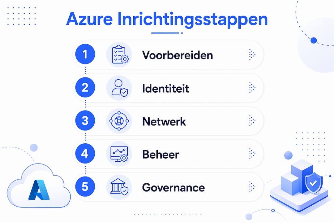 Overzichtelijke infographic met een stappenplan voor het opzetten van Azure